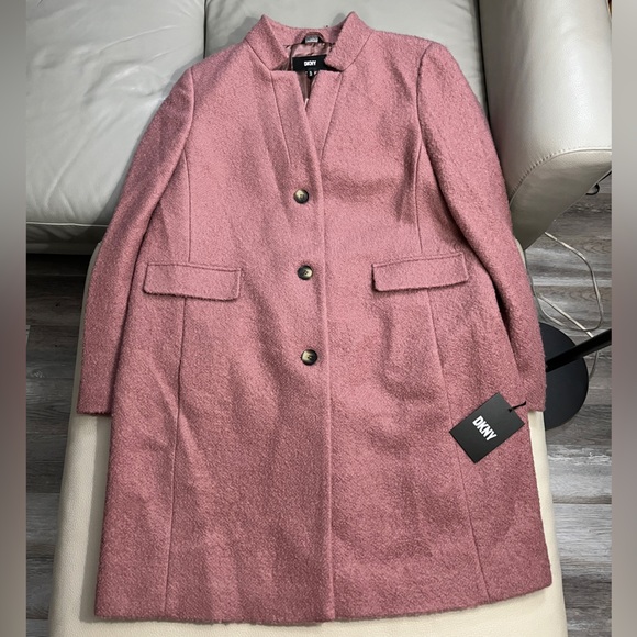 NWT - DKNY Women’s Wool Blended Single Breasted Boucle Walker Coat - Size XL - Picture 5 of 15